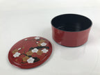 Japanese Resin Lacquer Replica Lidded Bento Lunch Box Vtg Round Plum Red L223