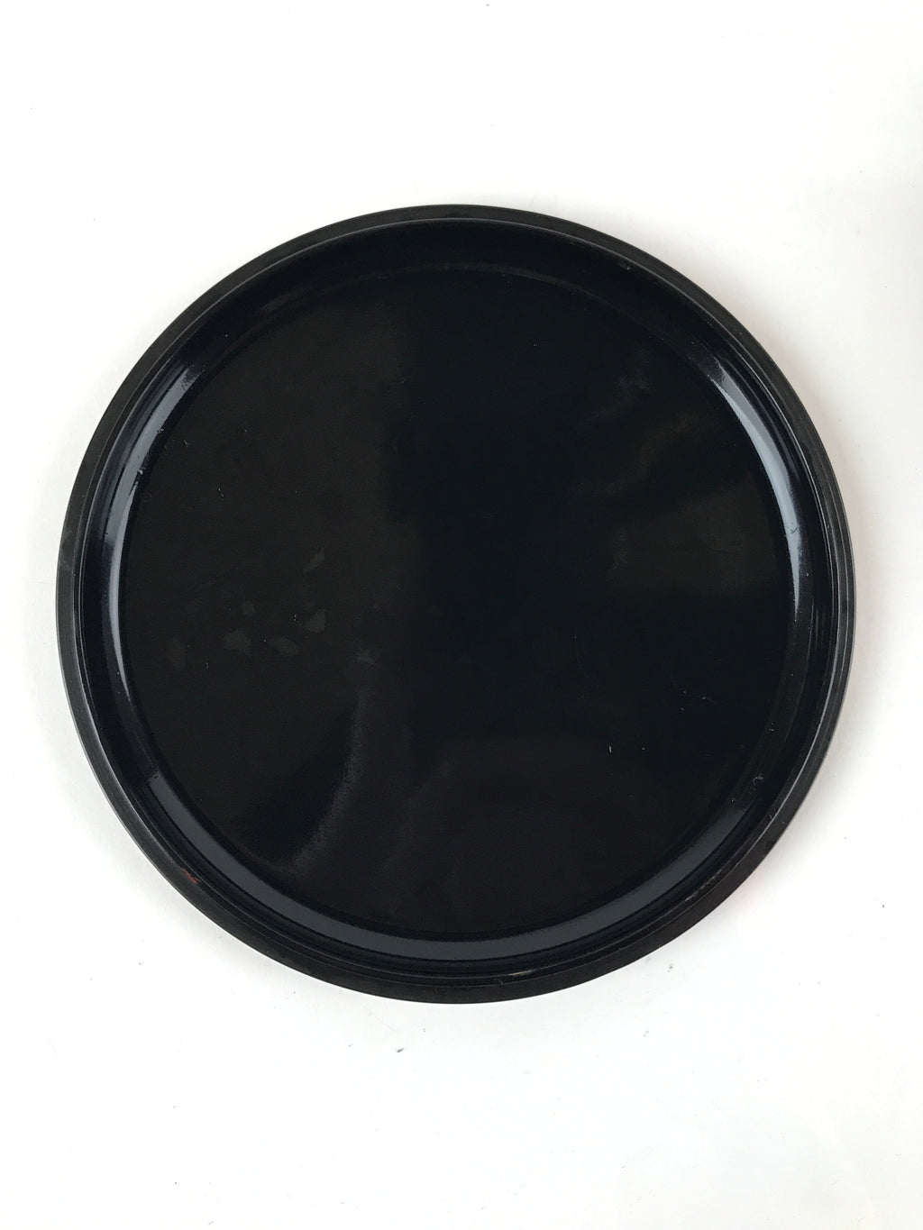Japanese Resin Lacquer Replica Lidded Bento Lunch Box Vtg Round Plum Red L224