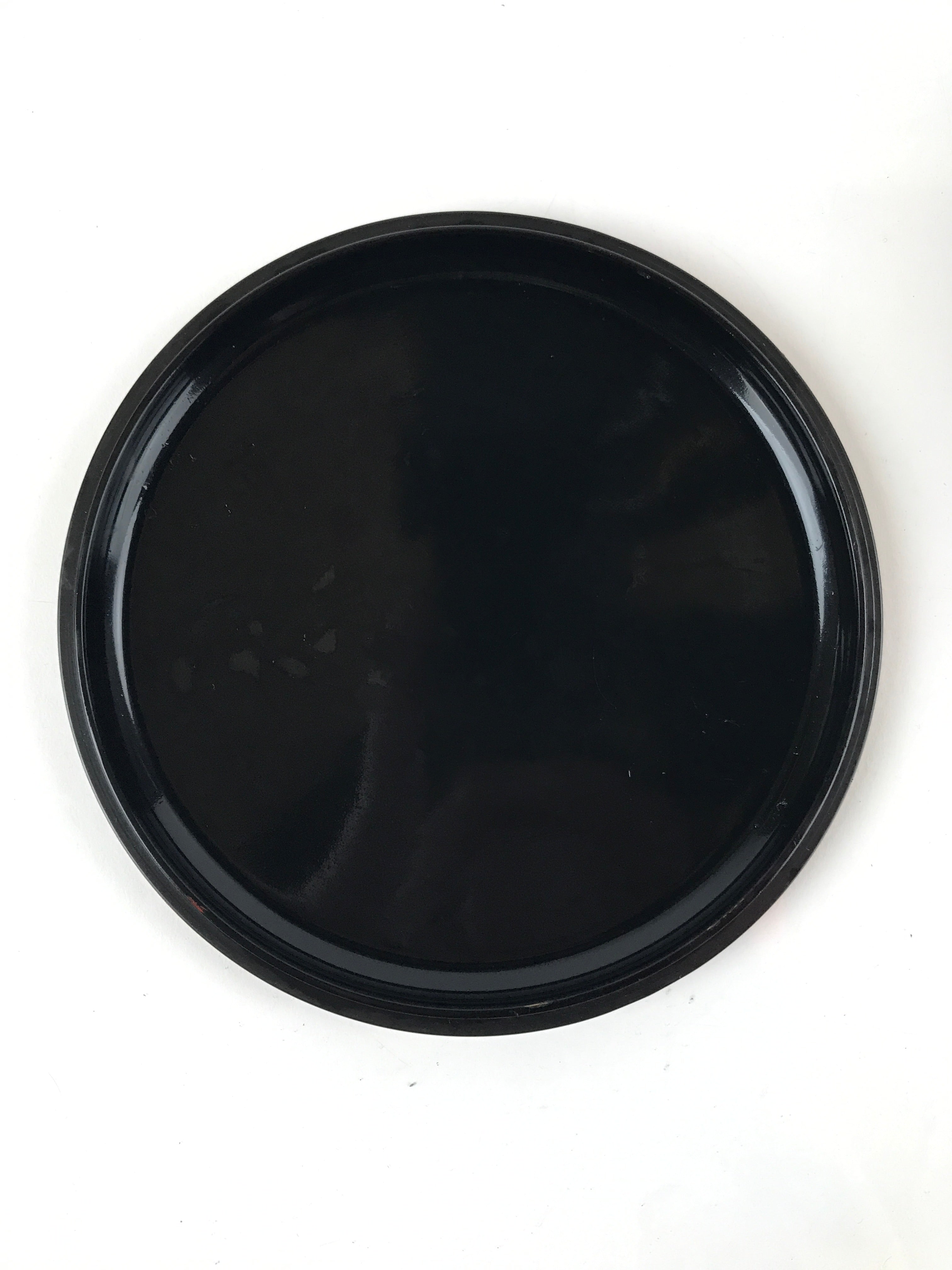 Japanese Resin Lacquer Replica Lidded Bento Lunch Box Vtg Round Plum Red L224