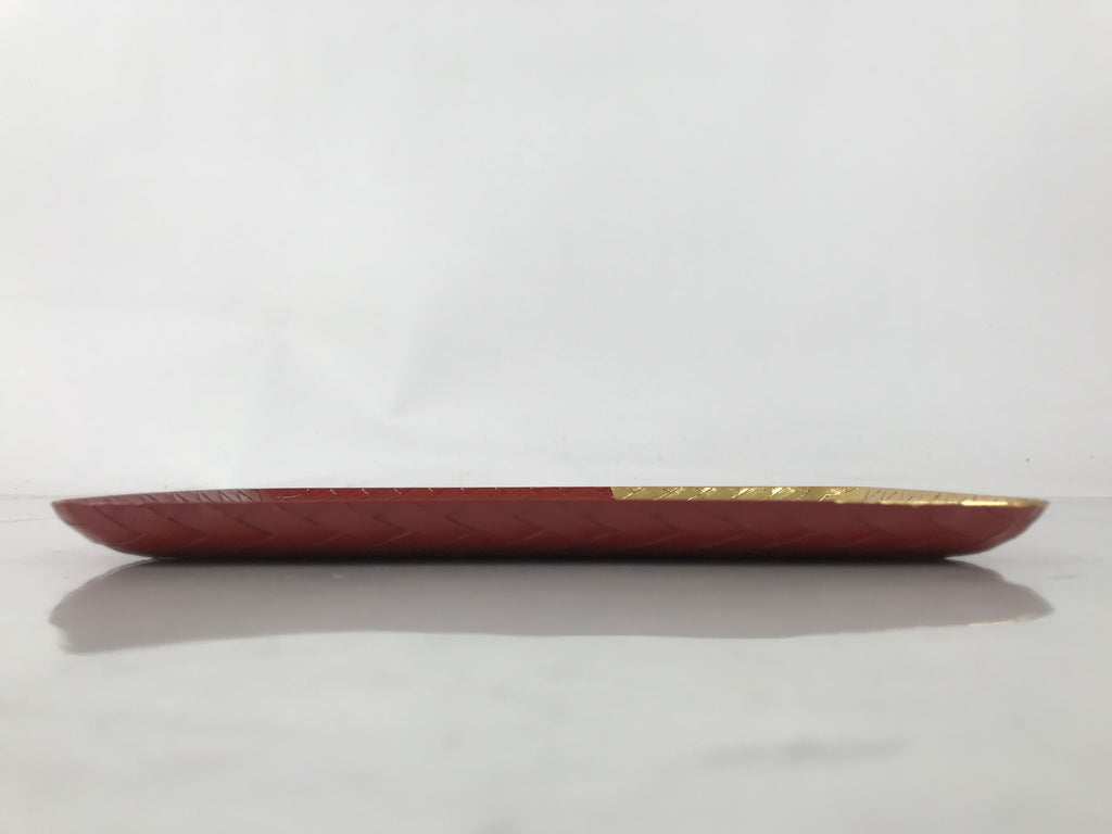Japanese Resin Lacquer Replica Rantai Small Tray Vtg Rectangular Red Gold LWB120