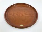 Japanese Resin Lacquer Replica Serving Tray Obon Vtg Round Brown Grain L567