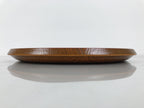 Japanese Resin Lacquer Replica Serving Tray Obon Vtg Round Brown Grain L567