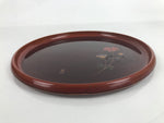 Japanese Resin Lacquer Replica Serving Tray Vtg Round Obon Cosmos Flower L315