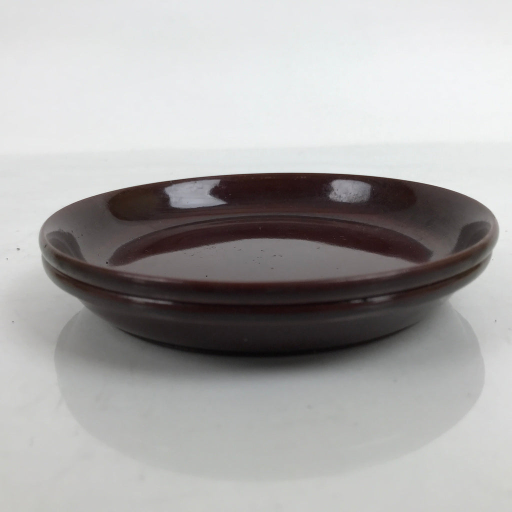 Japanese Resin Lacquer Replica Small Plates Mamezara Vtg 2pc Simple Brown L339