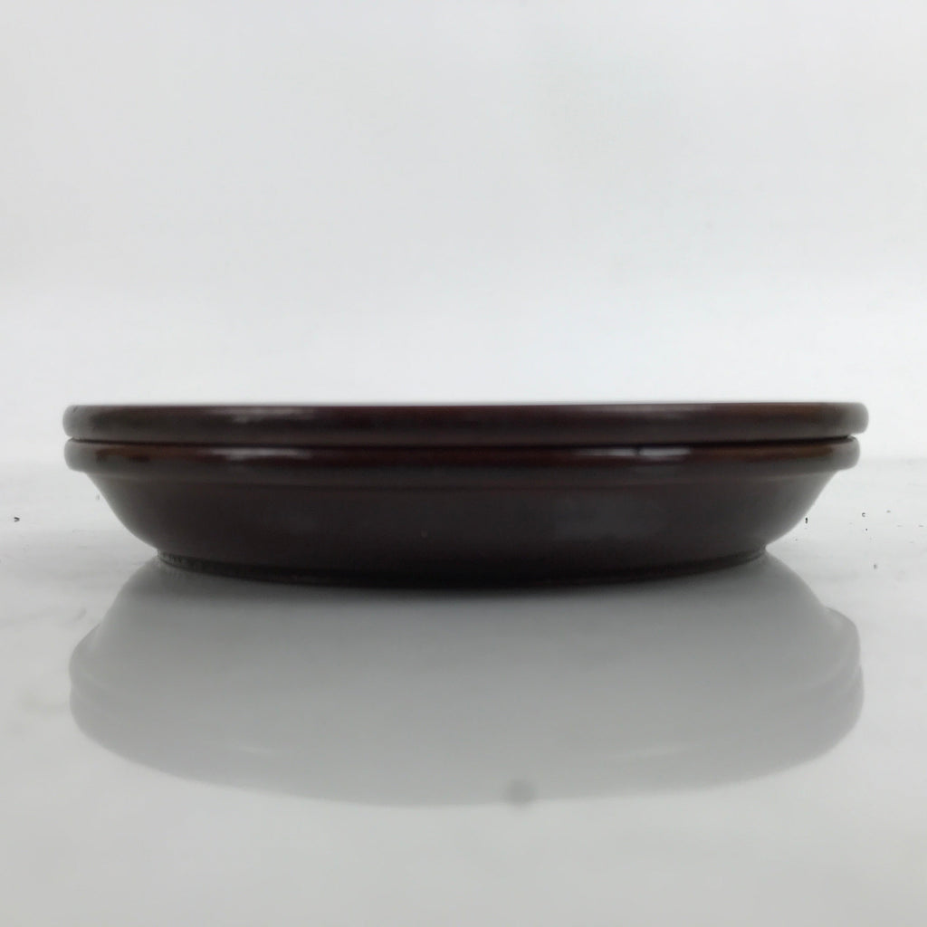 Japanese Resin Lacquer Replica Small Plates Mamezara Vtg 2pc Simple Brown L339