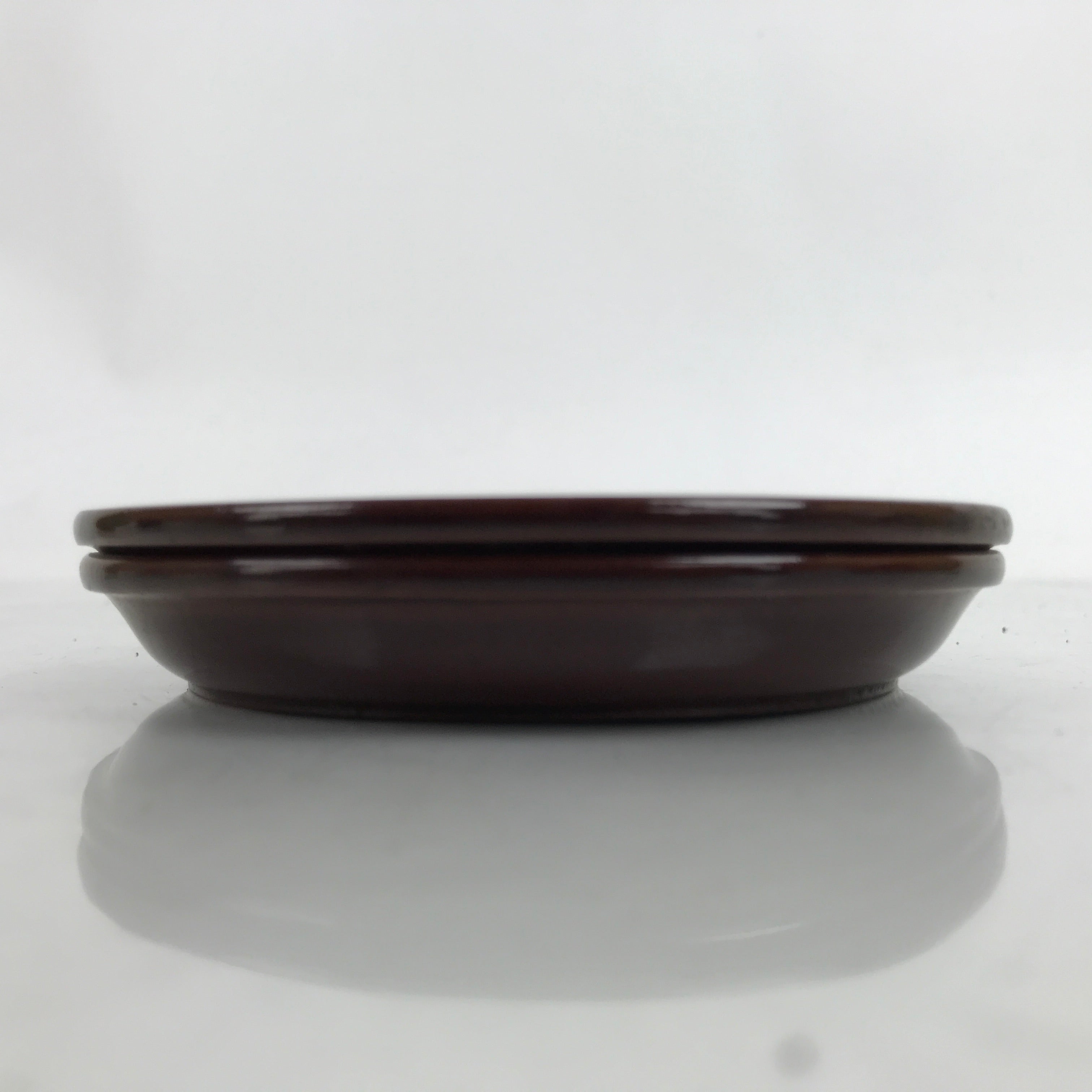 Japanese Resin Lacquer Replica Small Plates Mamezara Vtg 2pc Simple Brown L339