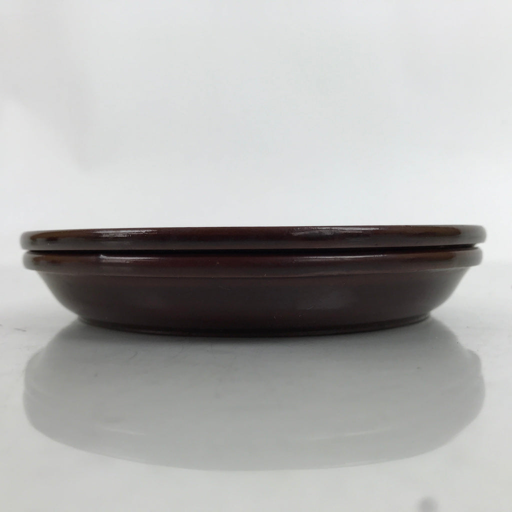 Japanese Resin Lacquer Replica Small Plates Mamezara Vtg 2pc Simple Brown L339