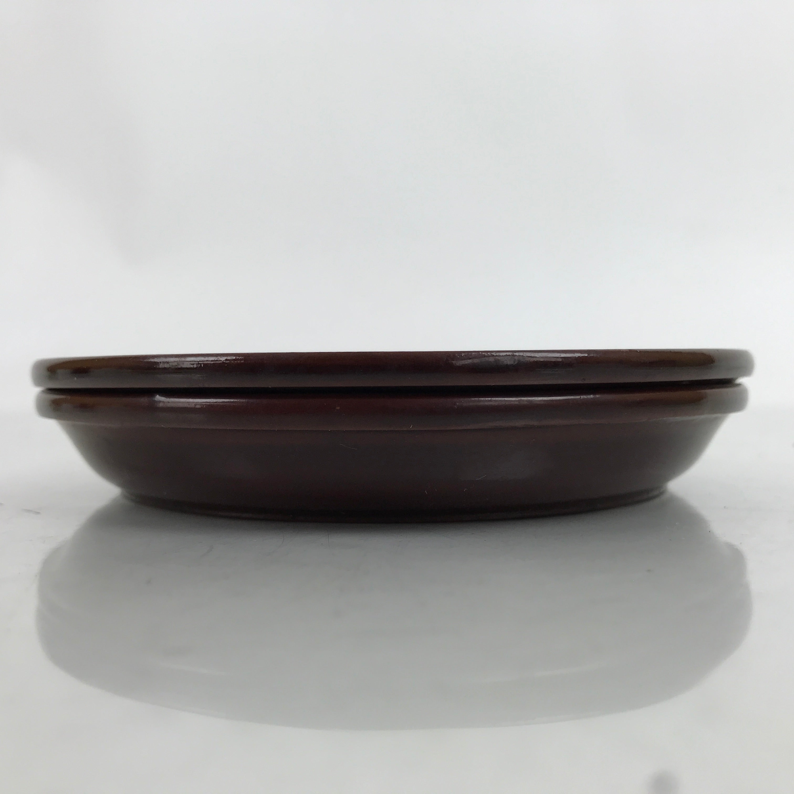 Japanese Resin Lacquer Replica Small Plates Mamezara Vtg 2pc Simple Brown L339