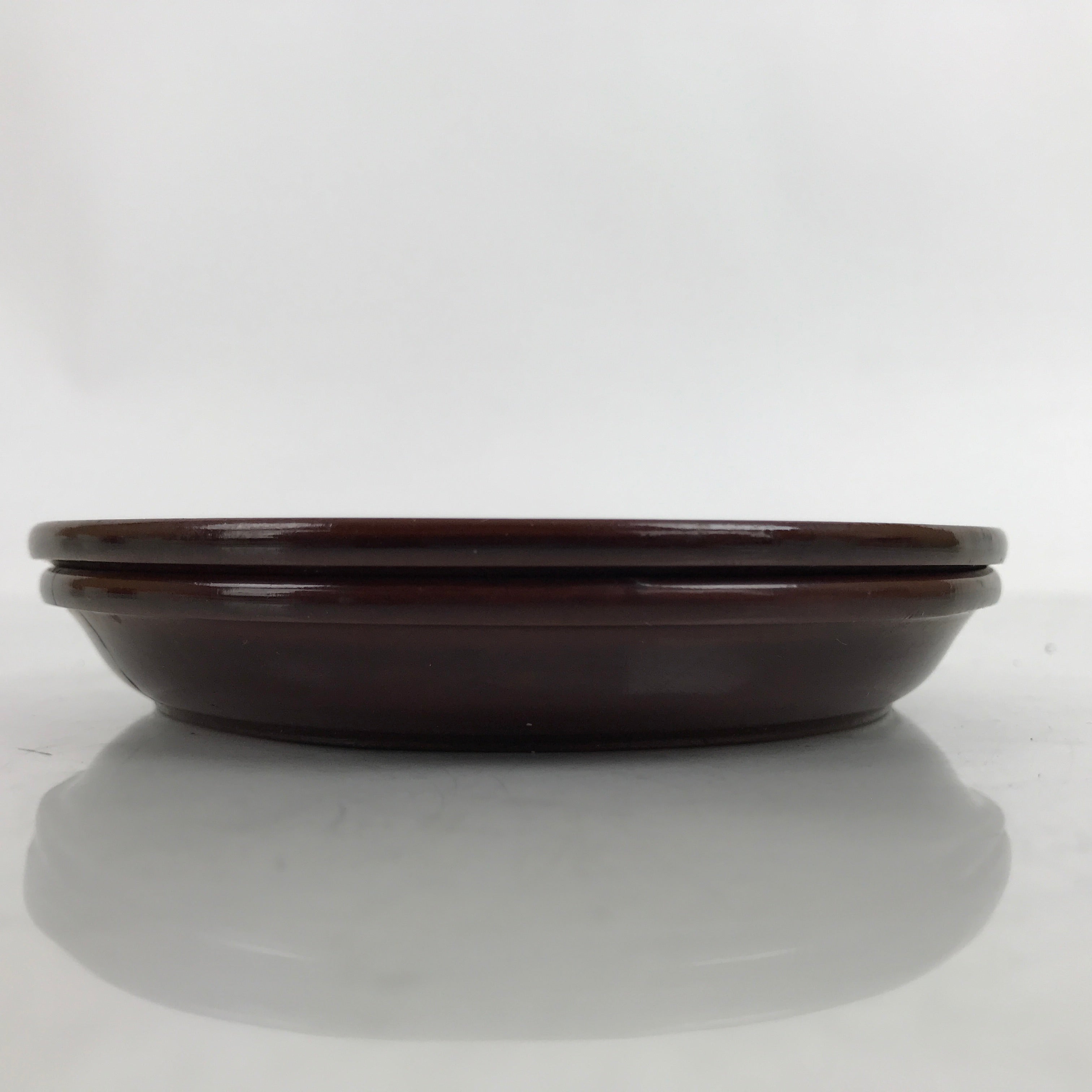 Japanese Resin Lacquer Replica Small Plates Mamezara Vtg 2pc Simple Brown L339