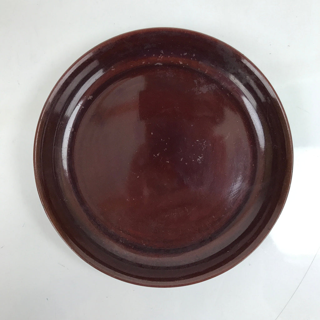 Japanese Resin Lacquer Replica Small Plates Mamezara Vtg 2pc Simple Brown L339