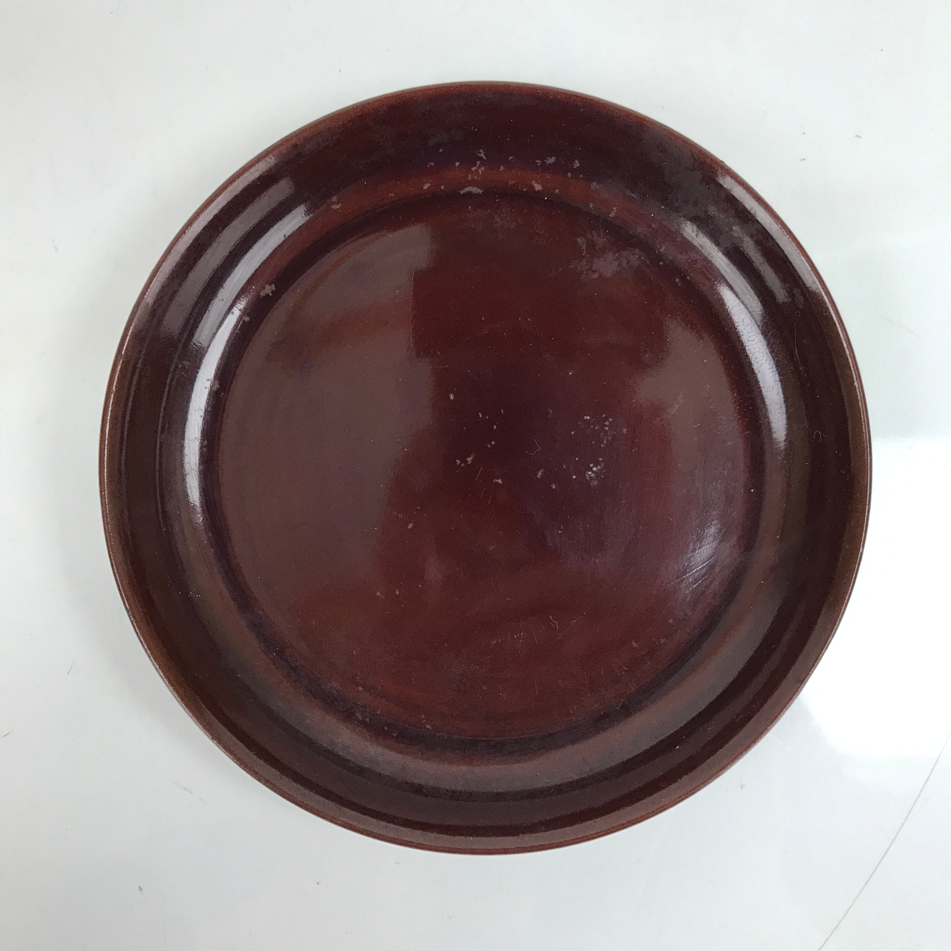 Japanese Resin Lacquer Replica Small Plates Mamezara Vtg 2pc Simple Brown L339