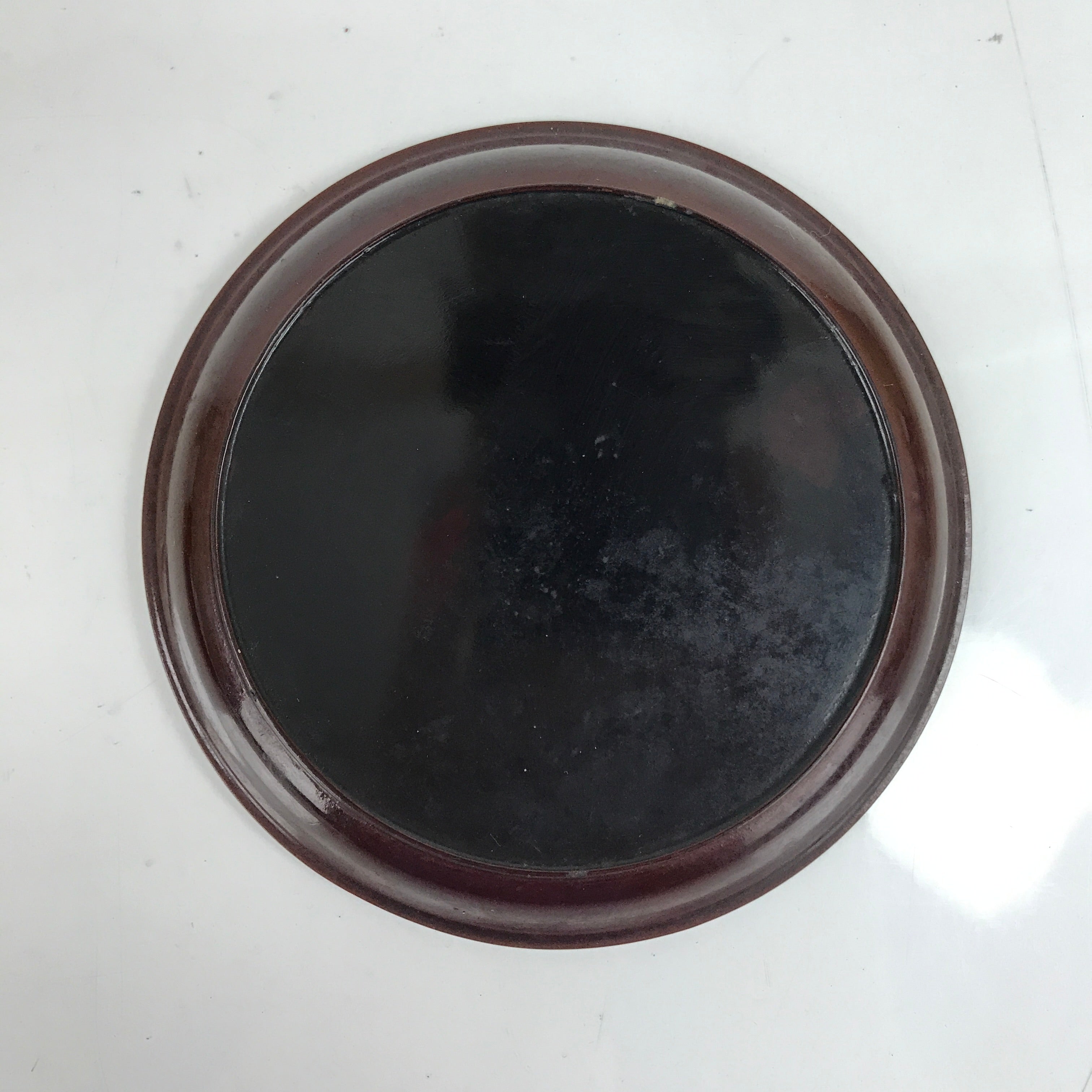 Japanese Resin Lacquer Replica Small Plates Mamezara Vtg 2pc Simple Brown L339