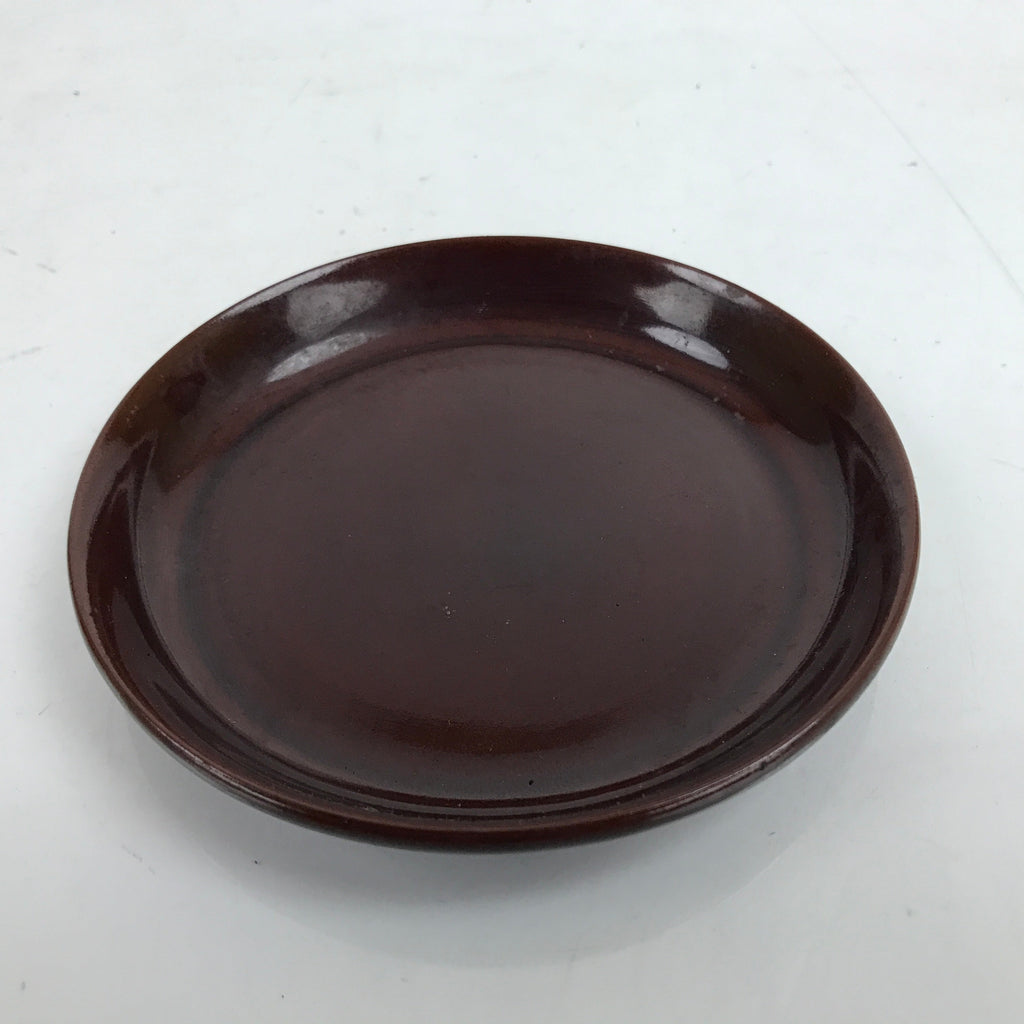 Japanese Resin Lacquer Replica Small Plates Mamezara Vtg 2pc Simple Brown L339