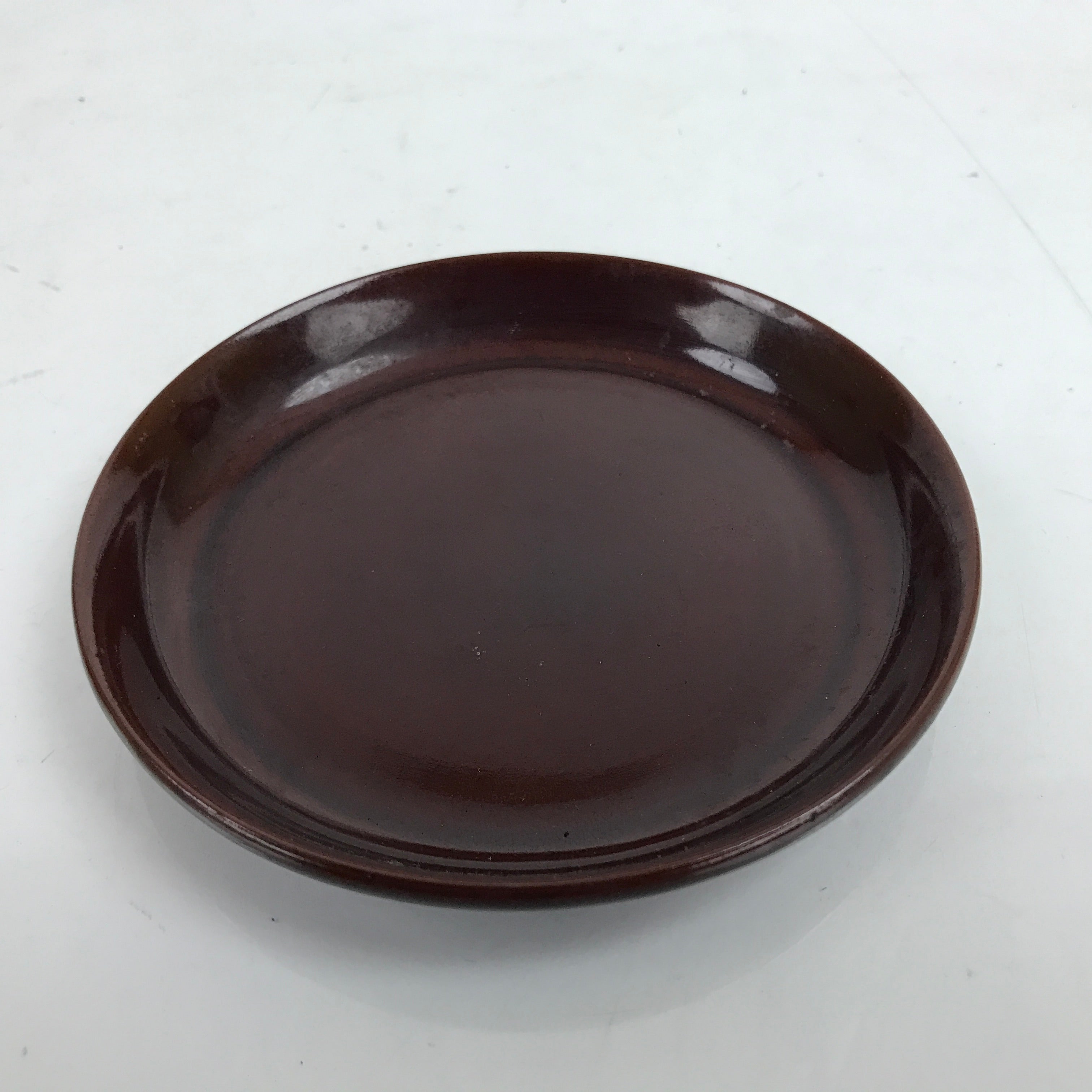 Japanese Resin Lacquer Replica Small Plates Mamezara Vtg 2pc Simple Brown L339