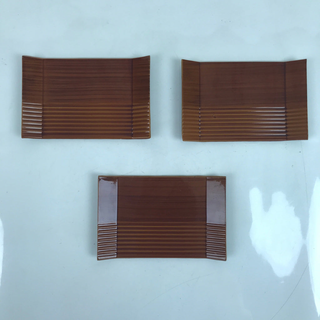 Japanese Resin Lacquer Replica Small Plates Meimeizara Vtg 3pc Shunkei Nuri L314