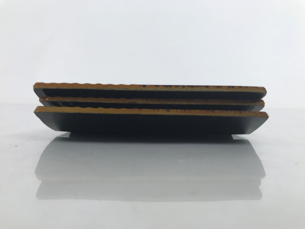 Japanese Resin Lacquer Replica Small Plates Meimeizara Vtg 3pc Shunkei Nuri L314