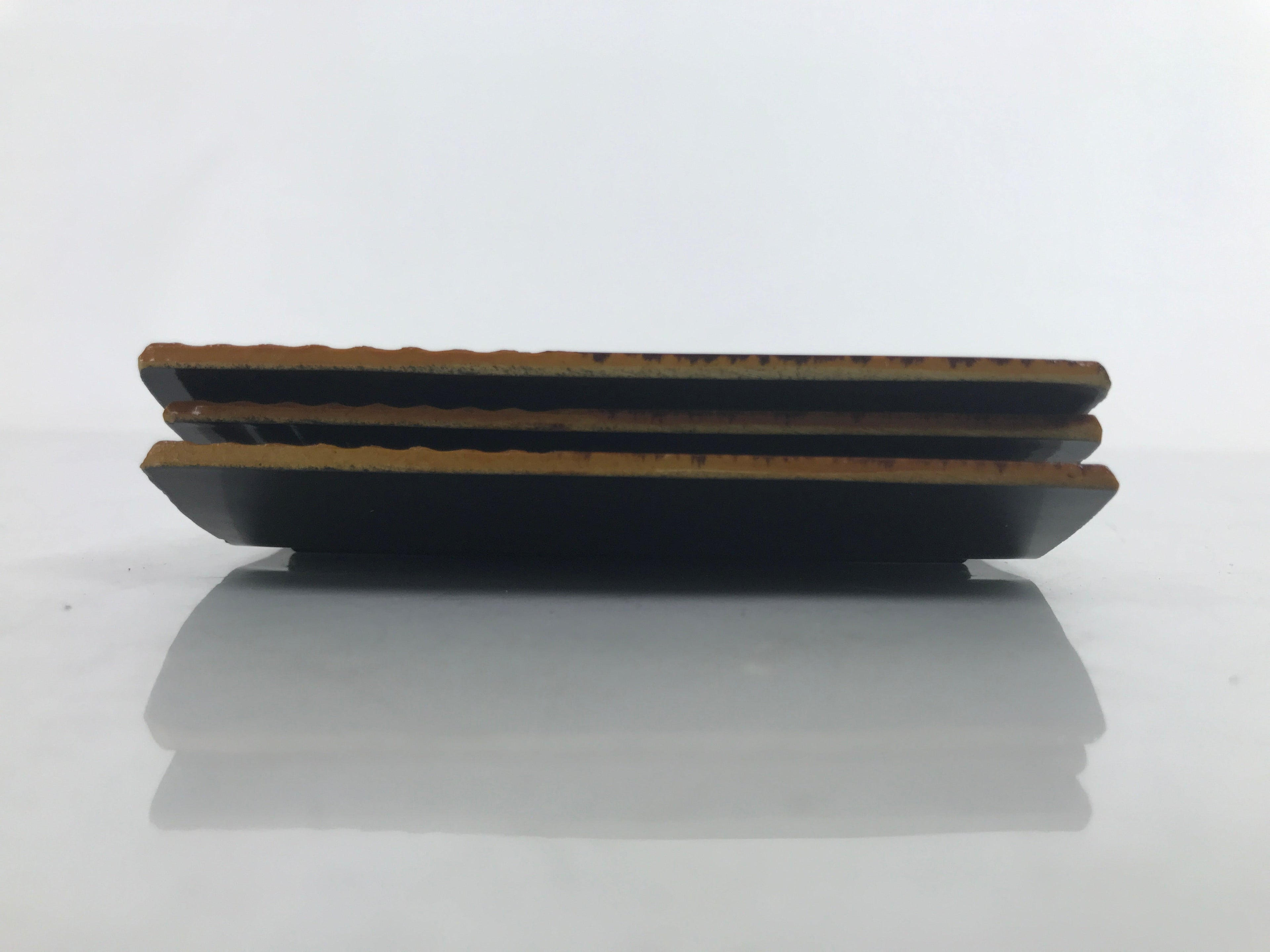 Japanese Resin Lacquer Replica Small Plates Meimeizara Vtg 3pc Shunkei Nuri L314