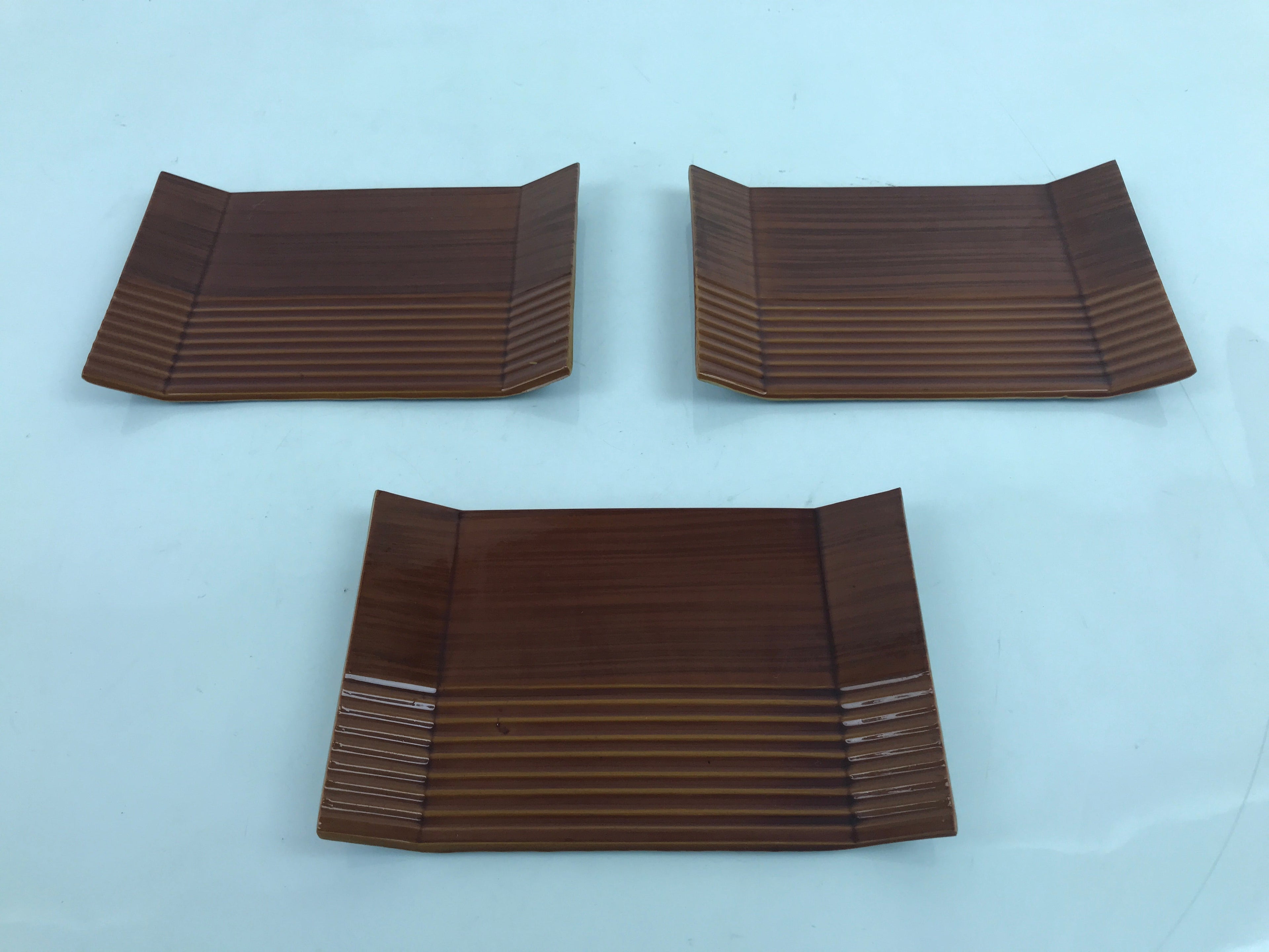Japanese Resin Lacquer Replica Small Plates Meimeizara Vtg 3pc Shunkei Nuri L314