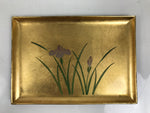 Japanese Resin Lacquer Replica Small Tray Obon Gold Leaf Iris Hanashoubu LWB133