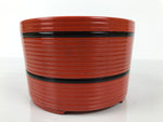 Japanese Resin Lidded Bento Lunch Box Vtg 2 Tier Jubako Round Red Black L546