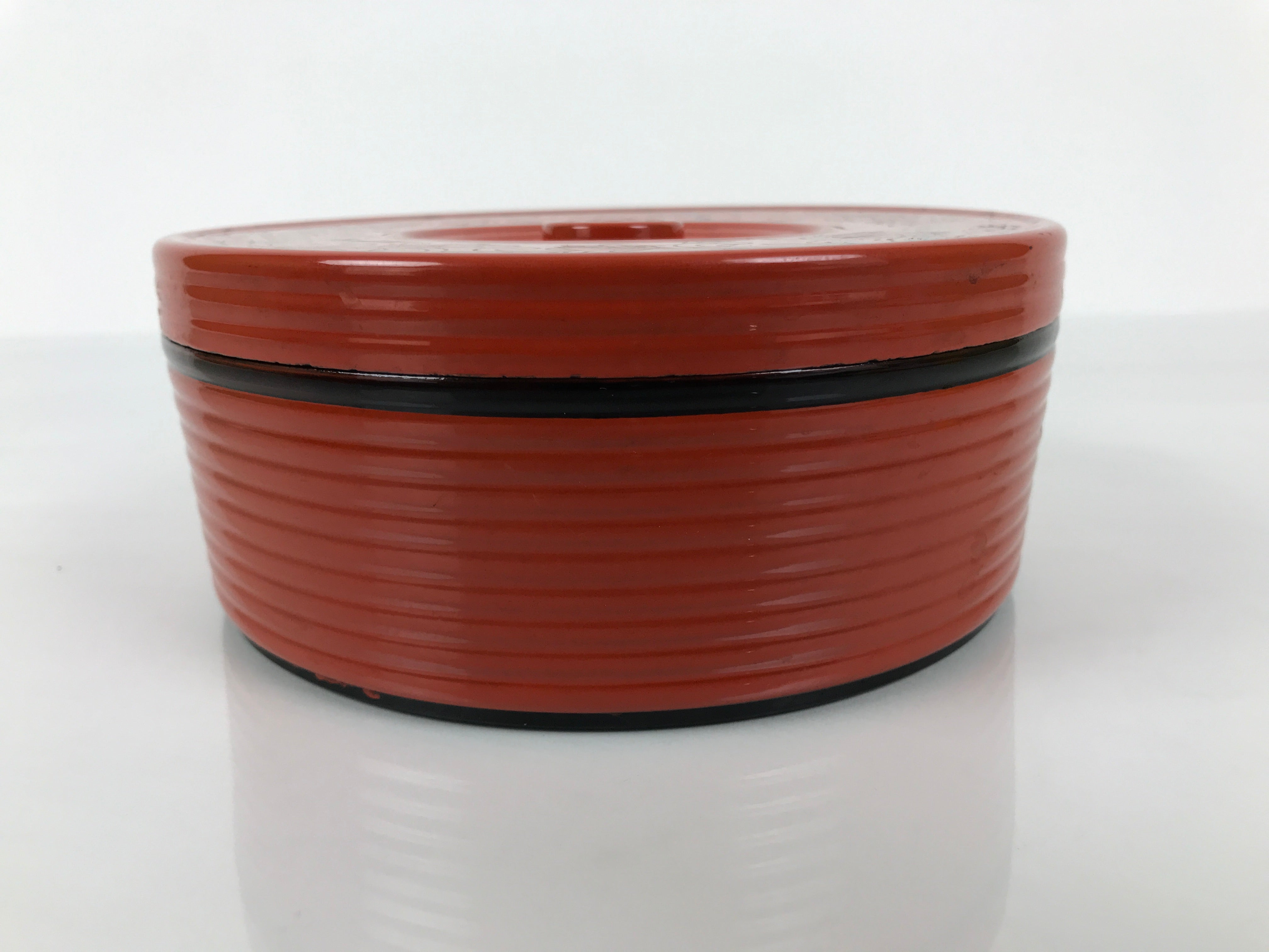 Japanese Resin Lidded Bento Lunch Box Vtg 2 Tier Jubako Round Red Black L546