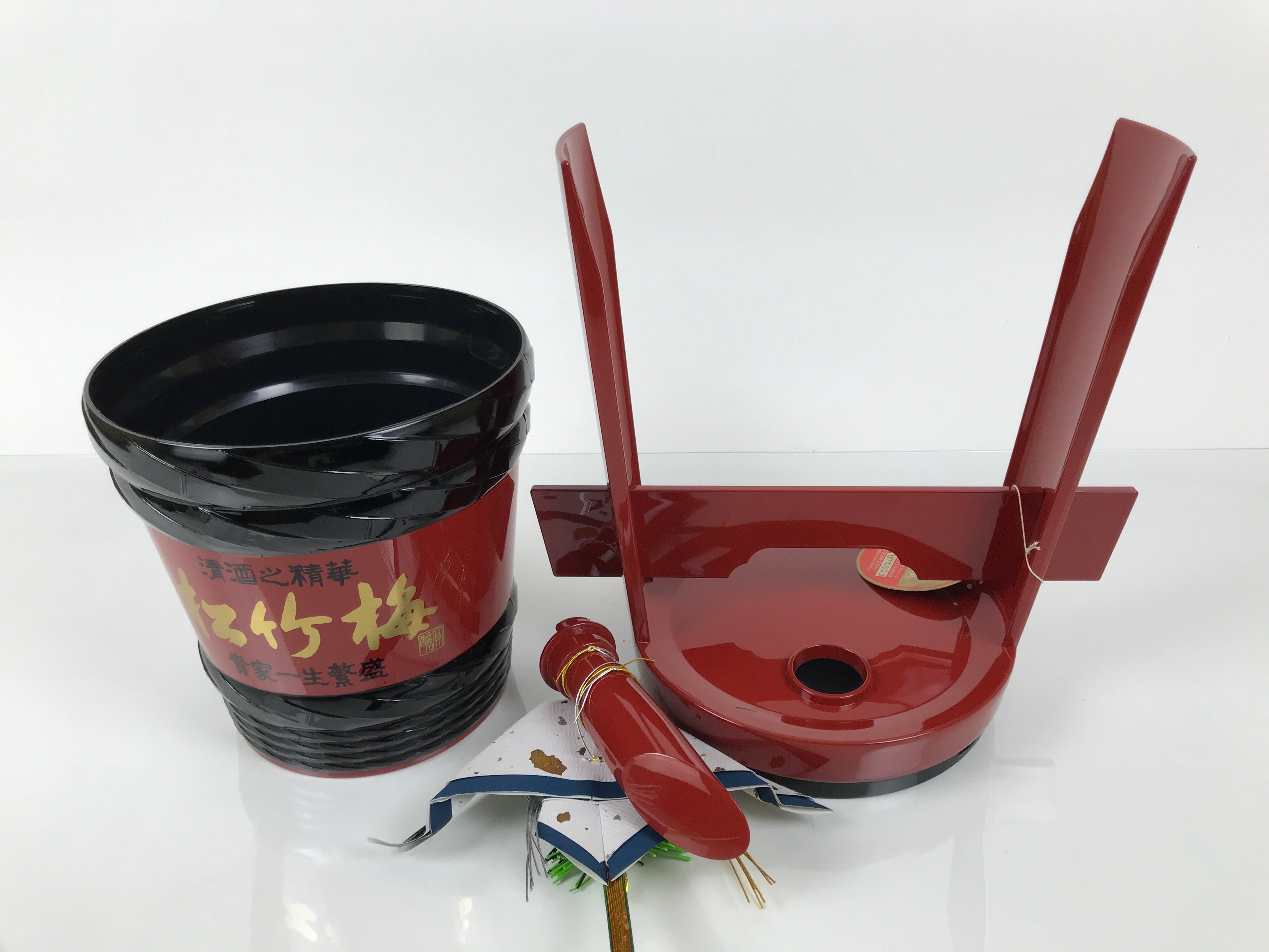 Japanese Resin Tsunodaru Celebration Sake Barrel Vtg Cask Red Shochikubai TS886