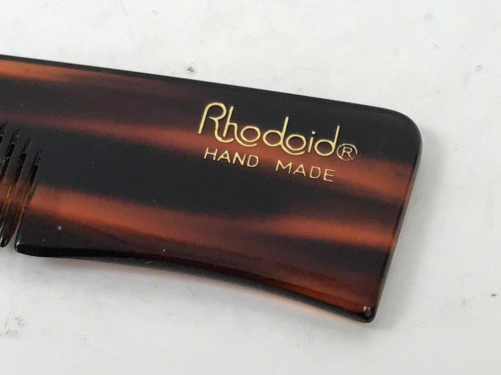 Japanese Rhodoid Resin Hand Comb Vtg Haircare Accessory Kushi Case Brown JK905