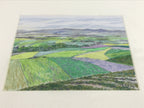 Japanese Rice Field Landscape Pastel Drawing Art Signed Yoshihiro Hagino FL346