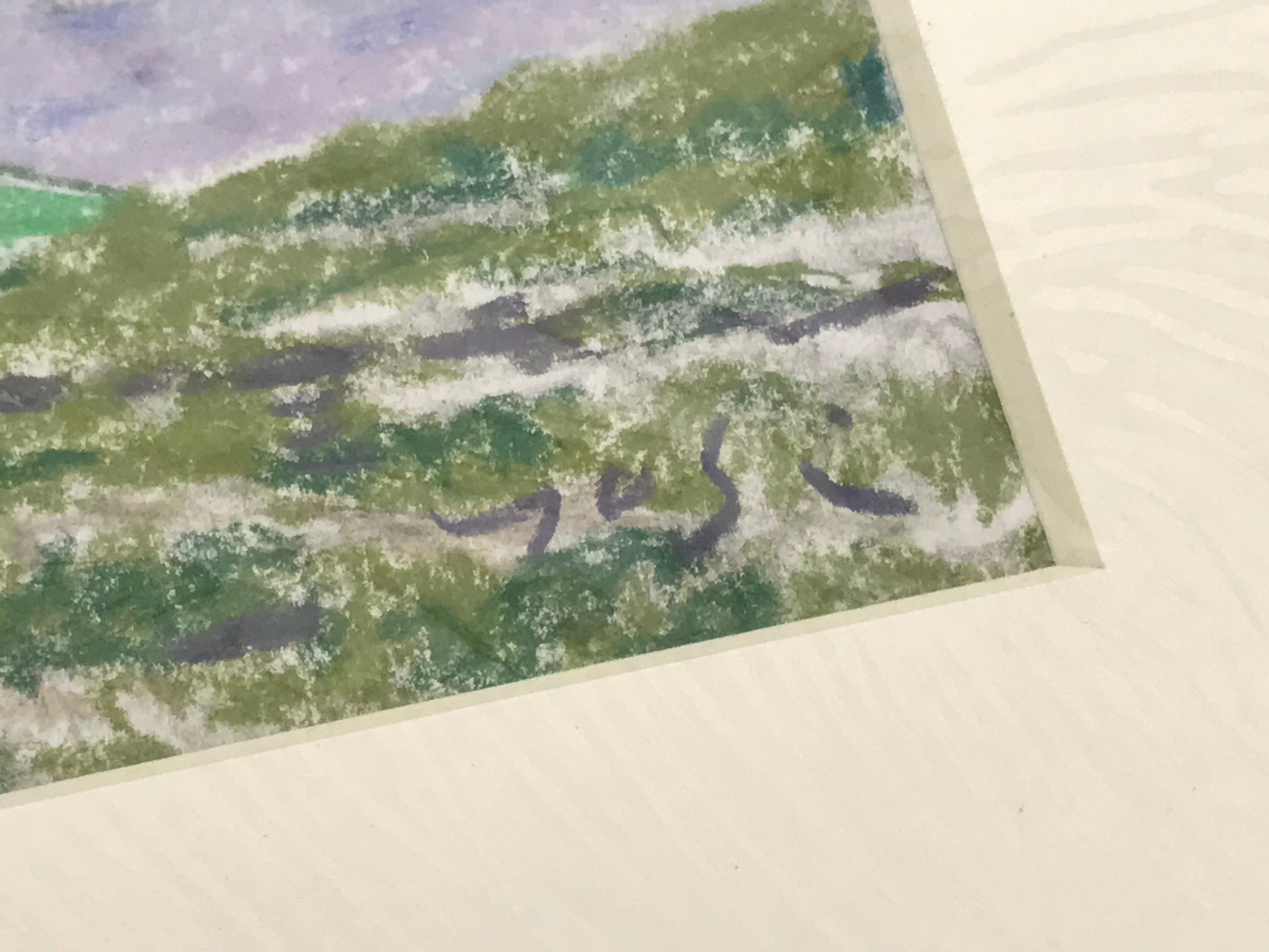 Japanese Rice Field Landscape Pastel Drawing Art Signed Yoshihiro Hagino FL346