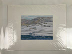 Japanese Riverside Village Snow Pastel Drawing Art Signed Yoshihiro Hagino FL326