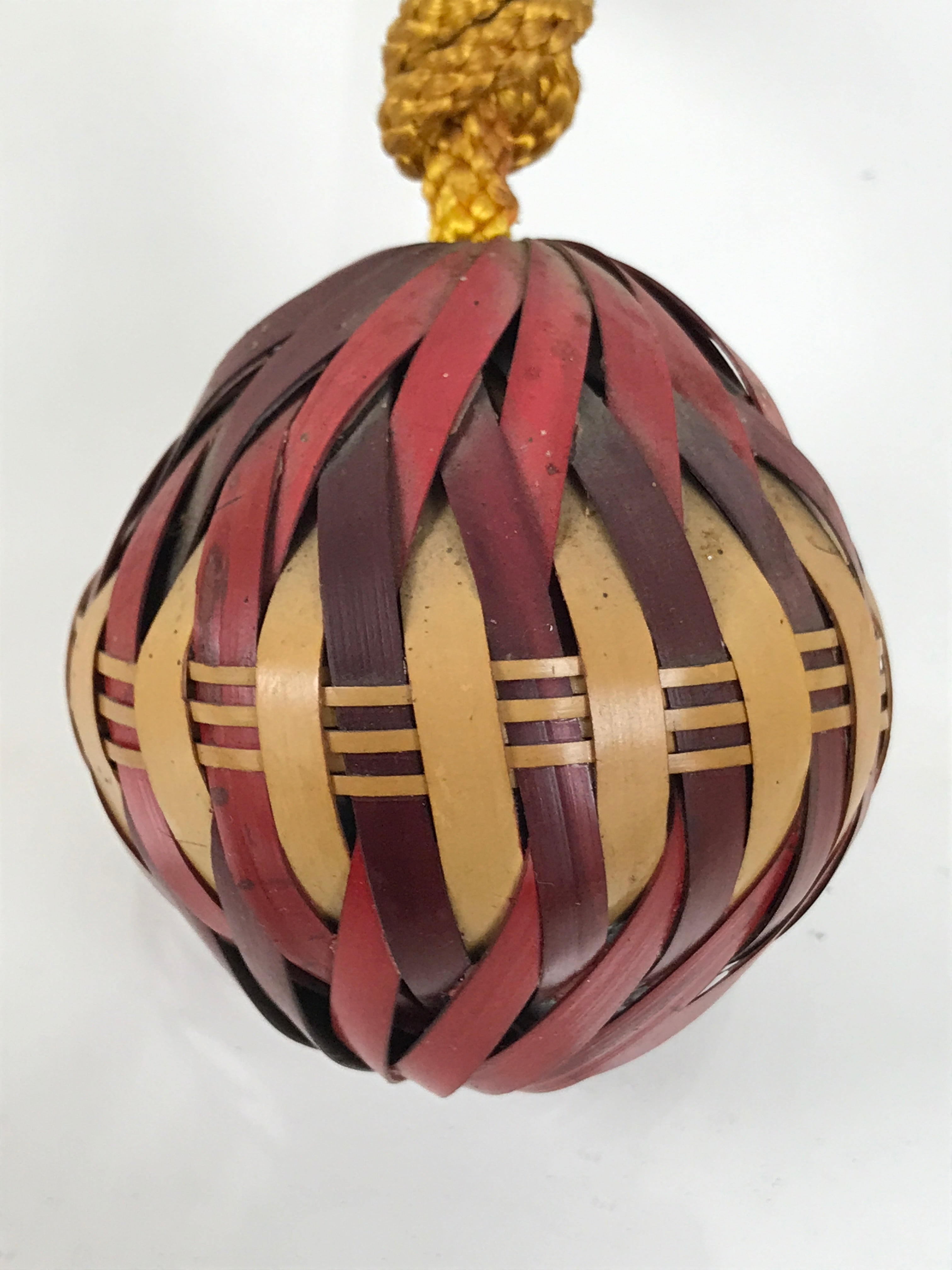 工芸品 Bell Japanese Road Safety Protection Bell Vtg Round Mayoke Suzu Bamboo
