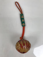 Japanese Road Safety Protection Bell Vtg Round Mayoke Suzu Bamboo Craft JK936