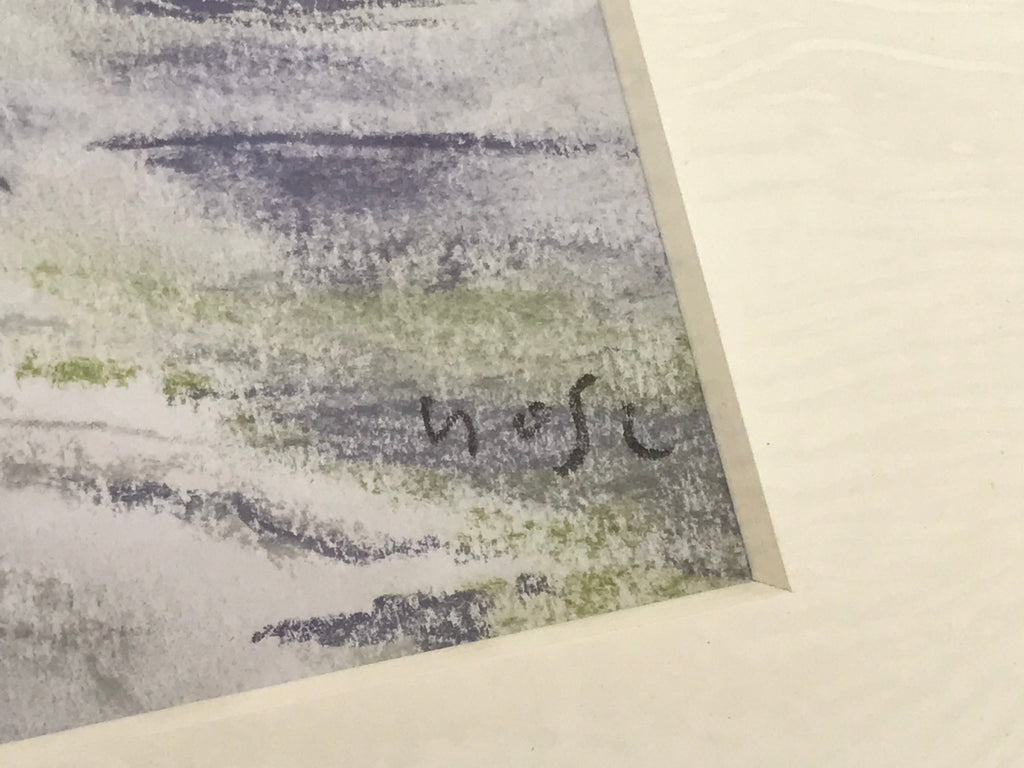 Japanese Rocky Cliff Coastline Pastel Drawing Art Signed Yoshihiro Hagino FL333