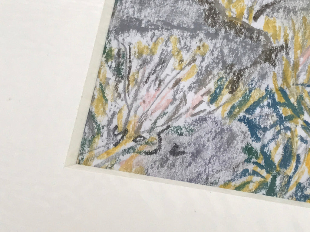 Japanese Rocky Ocean Coastline Pastel Drawing Art Signed Yoshihiro Hagino FL313
