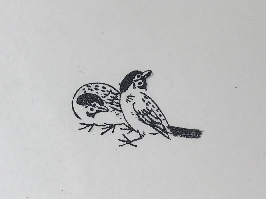 Japanese Rubber Stamp 2 Birds Vtg Animal Sponge Base Stationary HS200