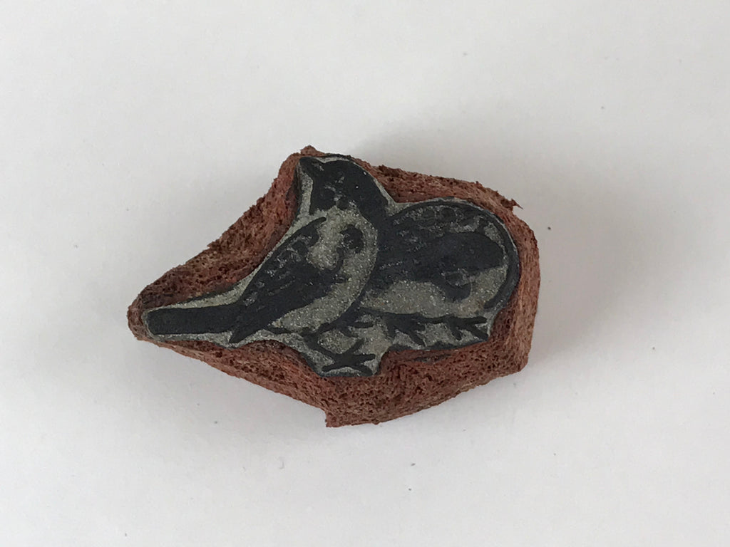 Japanese Rubber Stamp 2 Birds Vtg Animal Sponge Base Stationary HS200