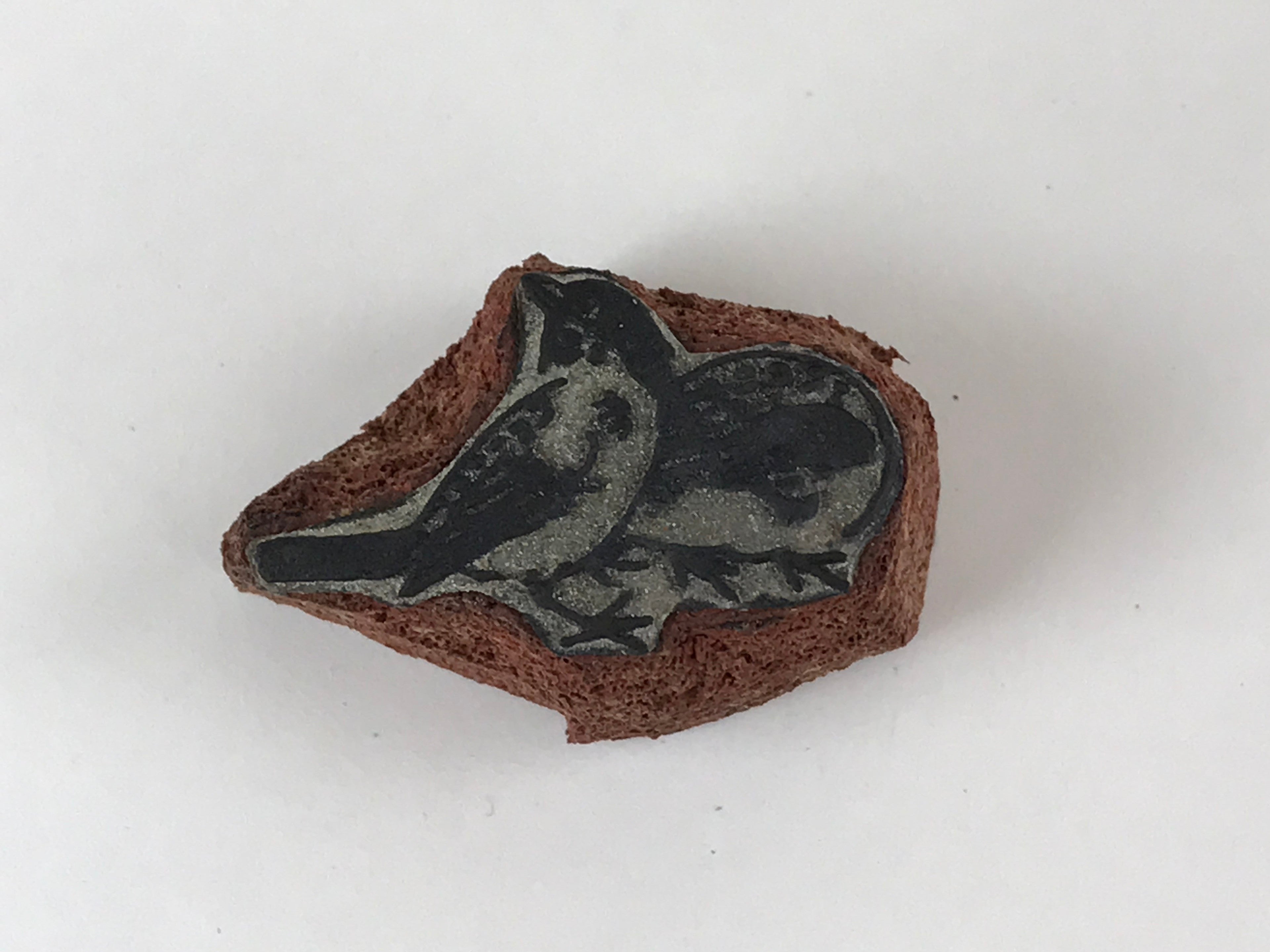 Japanese Rubber Stamp 2 Birds Vtg Animal Sponge Base Stationary HS200
