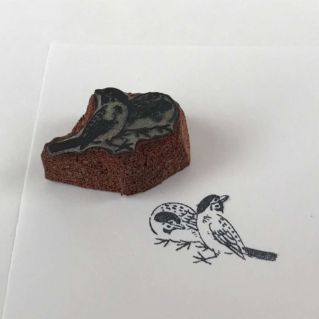 Japanese Rubber Stamp 2 Birds Vtg Animal Sponge Base Stationary HS200