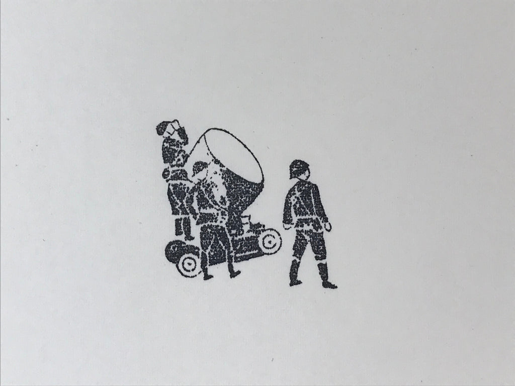 Japanese Rubber Stamp 3 Soldiers Night Light Projector Vtg Stationary HS226
