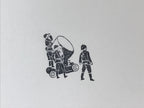 Japanese Rubber Stamp 3 Soldiers Night Light Projector Vtg Stationary HS226