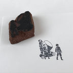 Japanese Rubber Stamp 3 Soldiers Night Light Projector Vtg Stationary HS226