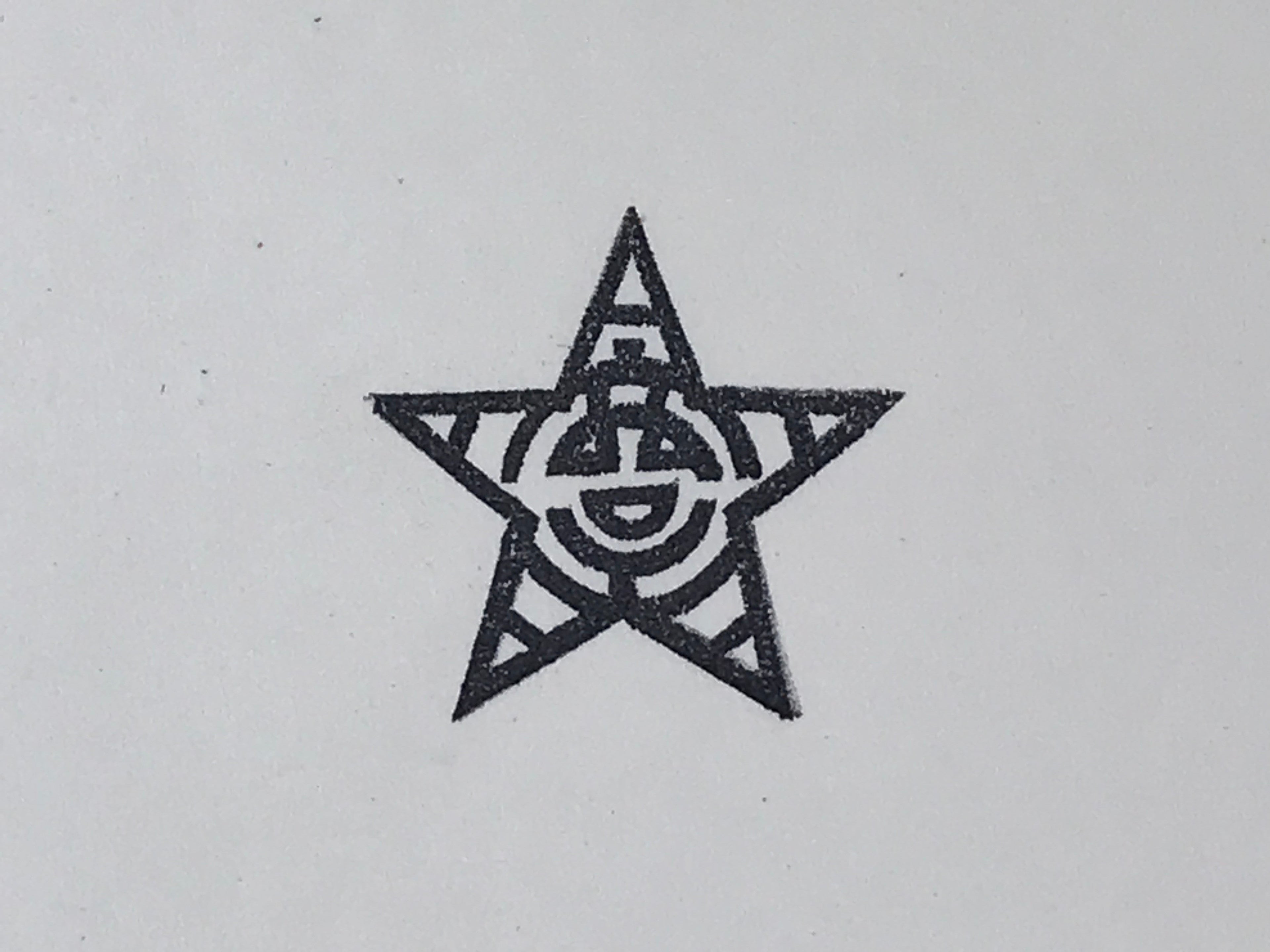 Japanese Rubber Stamp 5-Pointed Star Vtg Kanji Sponge Base Stationary HS211
