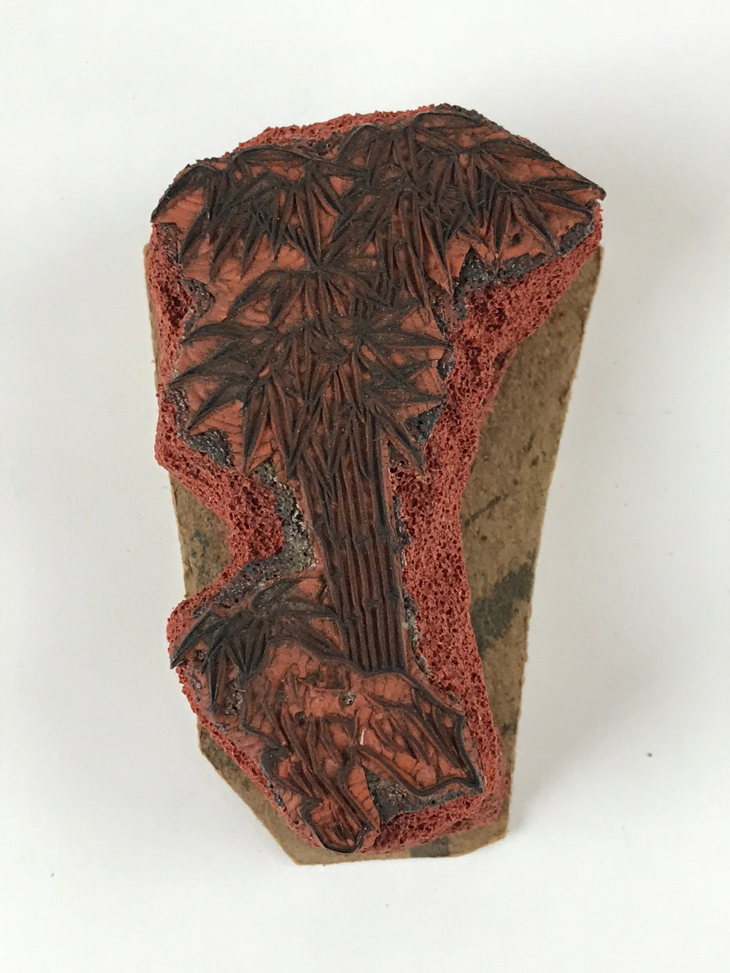 Japanese Rubber Stamp Bamboo Rock Vtg Nature Sponge Base Stationary HS284