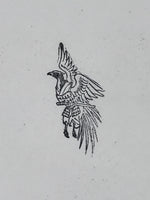 Japanese Rubber Stamp Bird Prey Vtg Samurai Armor Katana Sword Stationary HS256