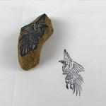 Japanese Rubber Stamp Bird Prey Vtg Samurai Armor Katana Sword Stationary HS256