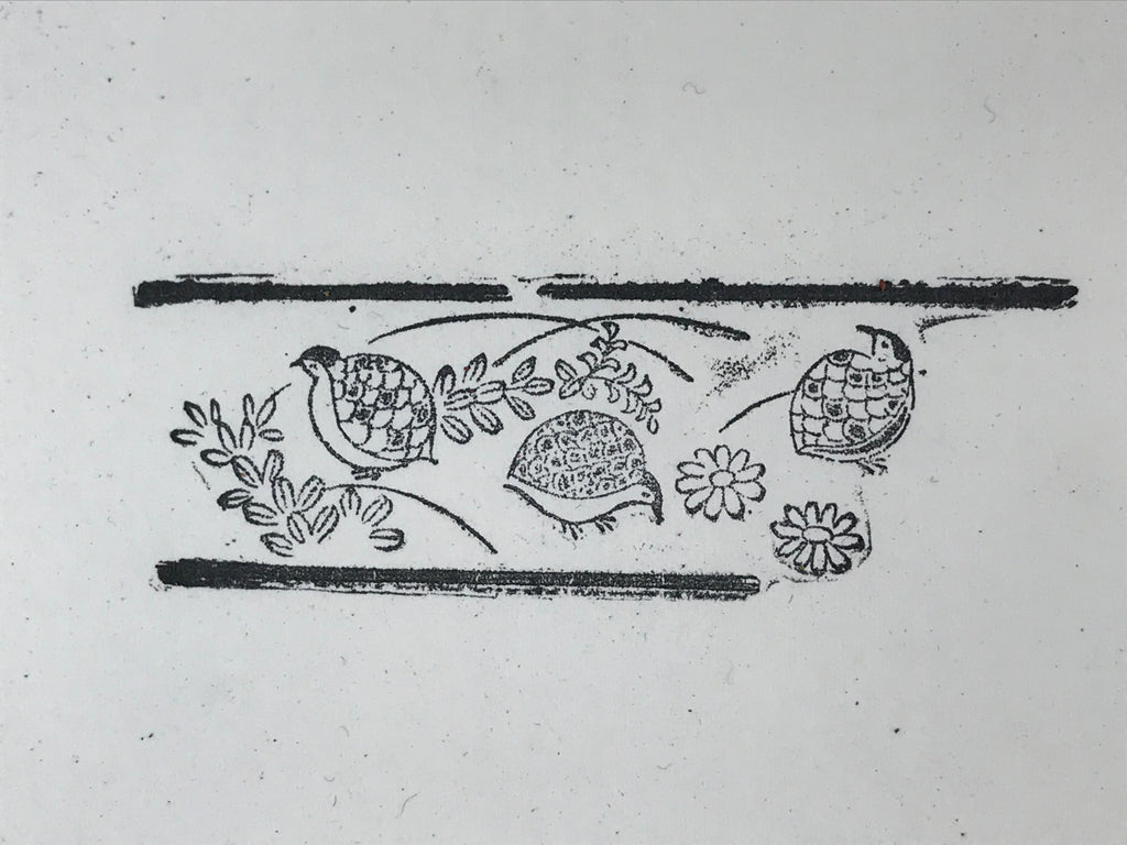 Japanese Rubber Stamp Birds Flowers Vtg Animal Sponge Base Stationary HS263