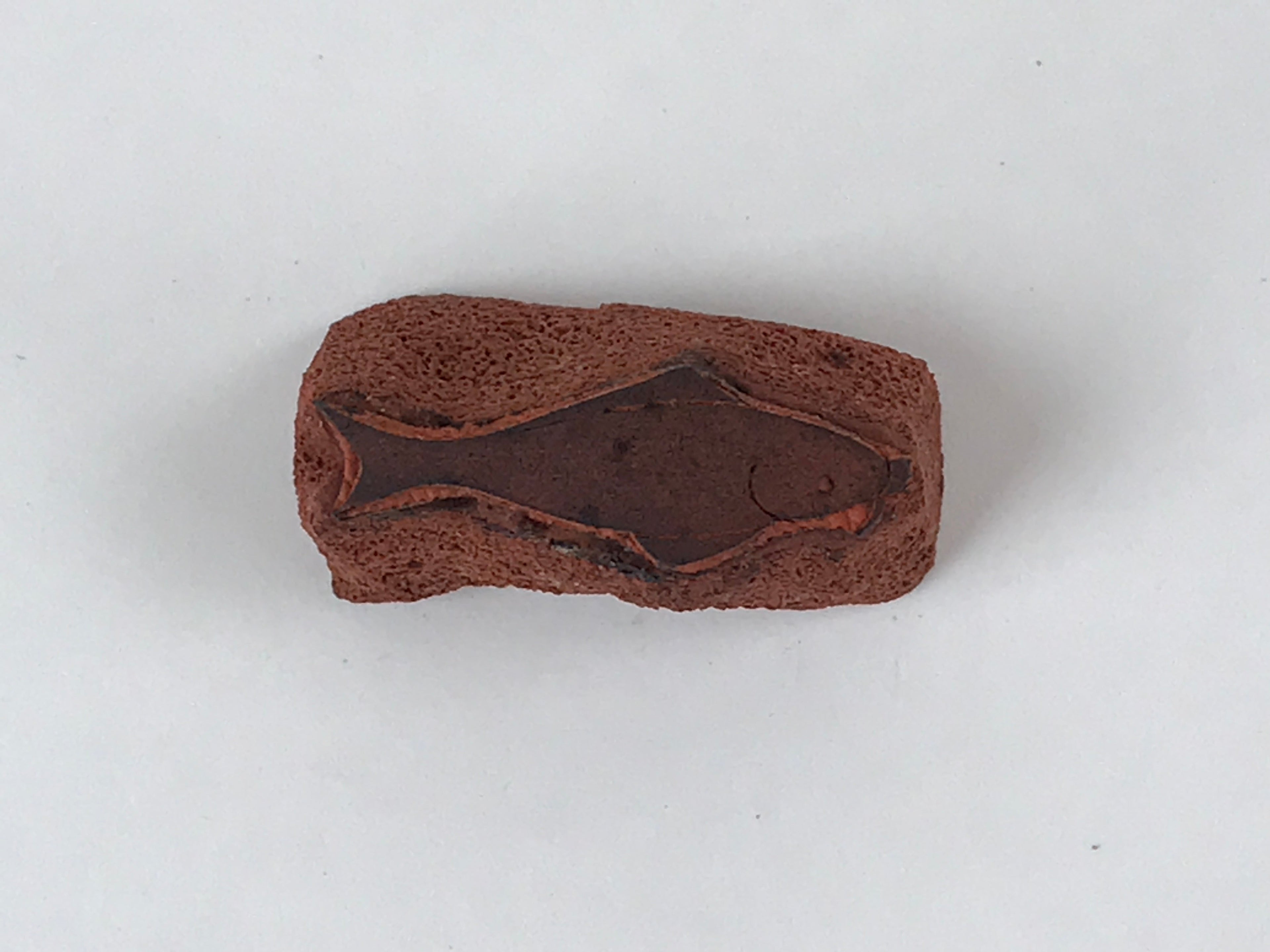 Japanese Rubber Stamp Black Fish Vtg Sponge Base Stationary HS197