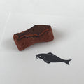 Japanese Rubber Stamp Black Fish Vtg Sponge Base Stationary HS197