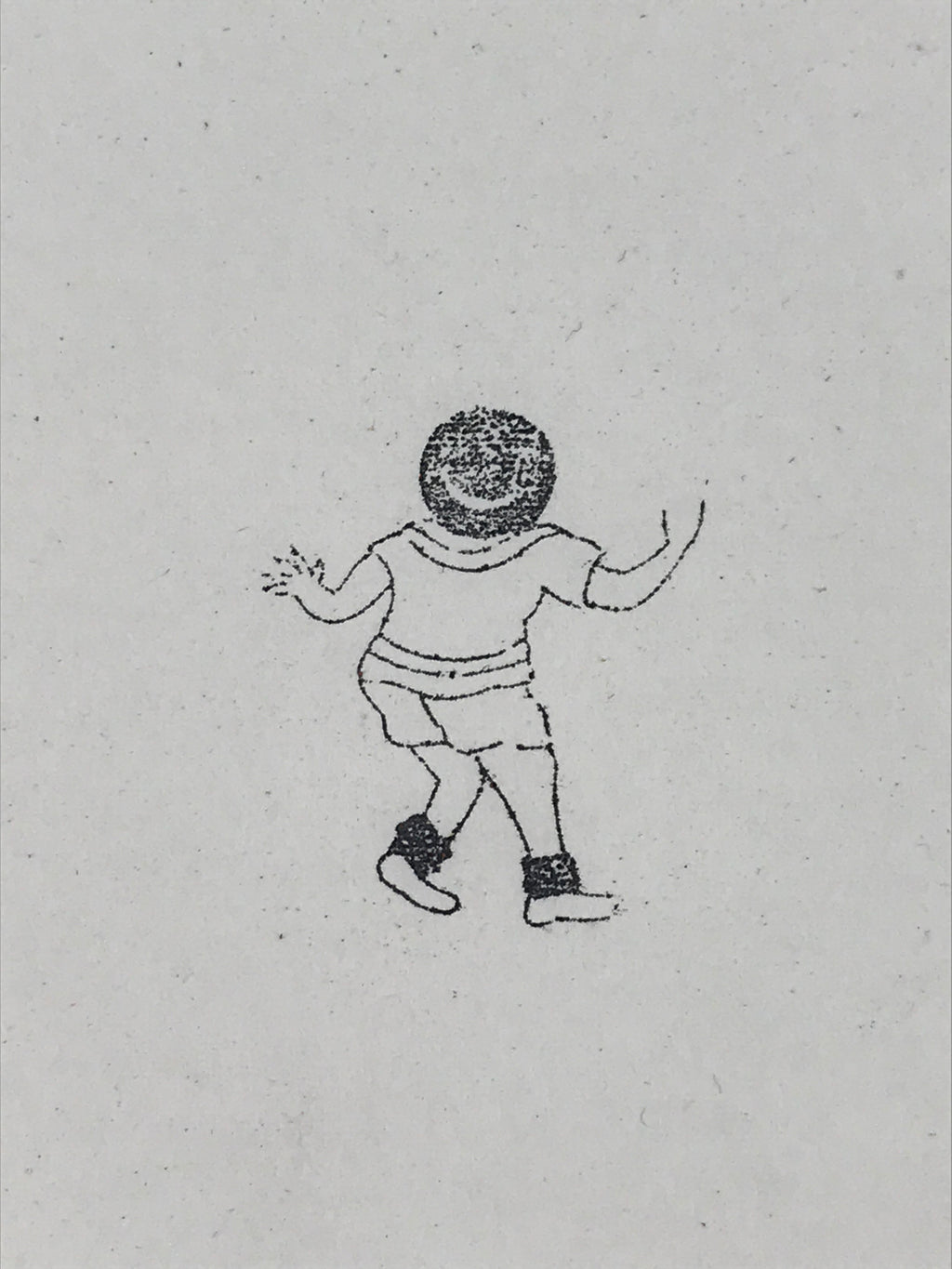 Japanese Rubber Stamp Boy Playing Vtg Sponge Base Stationary HS242