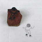 Japanese Rubber Stamp Boy Playing Vtg Sponge Base Stationary HS242